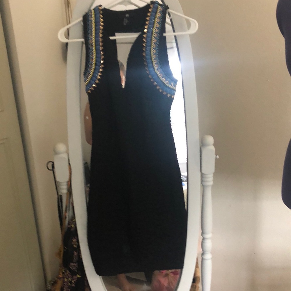 Fun black dress with jeweled collar